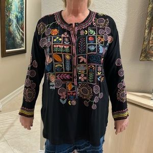 Johnny Was Blouse 100% Silk size L